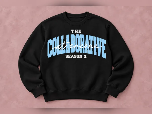 Blue Collegiate Season X Crewneck Blue Collegiate Season X Crewneck, crewneck sweatshirt with pastel blue Collaborative lettering, white At Encore script, and Season X