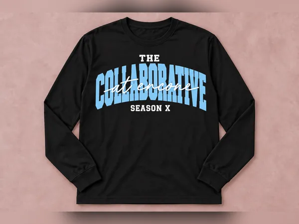 Blue Collegiate Season X Long Sleeve Blue Collegiate Season X Long Sleeve, long-sleeve shirt with pastel blue Collaborative lettering, white At Encore script, and Season X