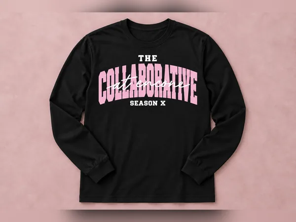 Pink Collegiate Season X Long Sleeve Pink Collegiate Season X Long Sleeve, long-sleeve shirt with pastel pink Collaborative lettering, white At Encore script, and Season X